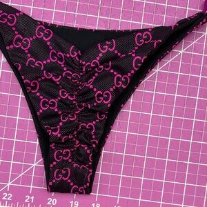 Demon Bikini Handmade Swim Black Purple Monogram Large Cheeky Bikini Bottom